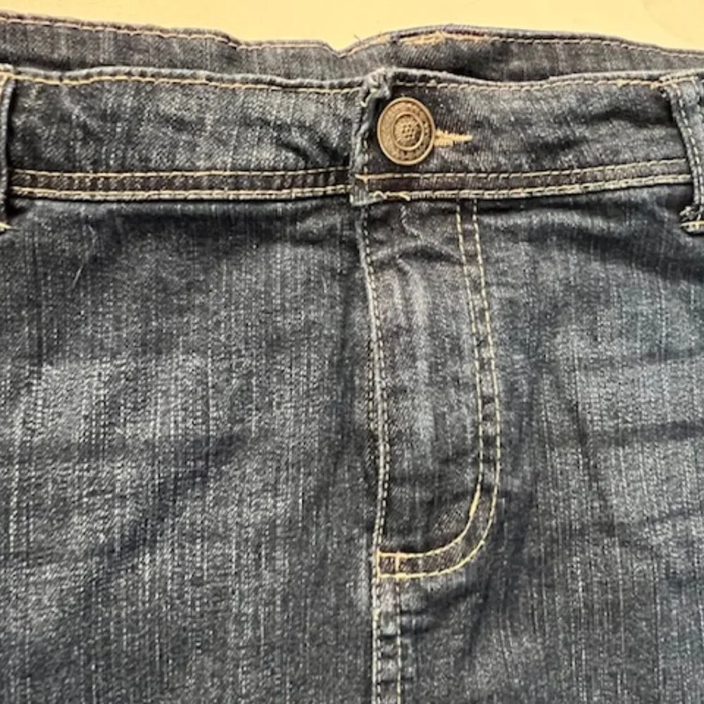 Evolution by JMS Womans Jean Skirt with Riveted Pockets and Studs on sides, 1X